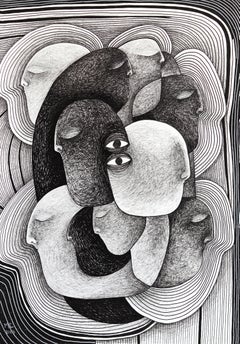 Disingtegration Pt. II - Abstract Black and White Figurative Illustrative Art