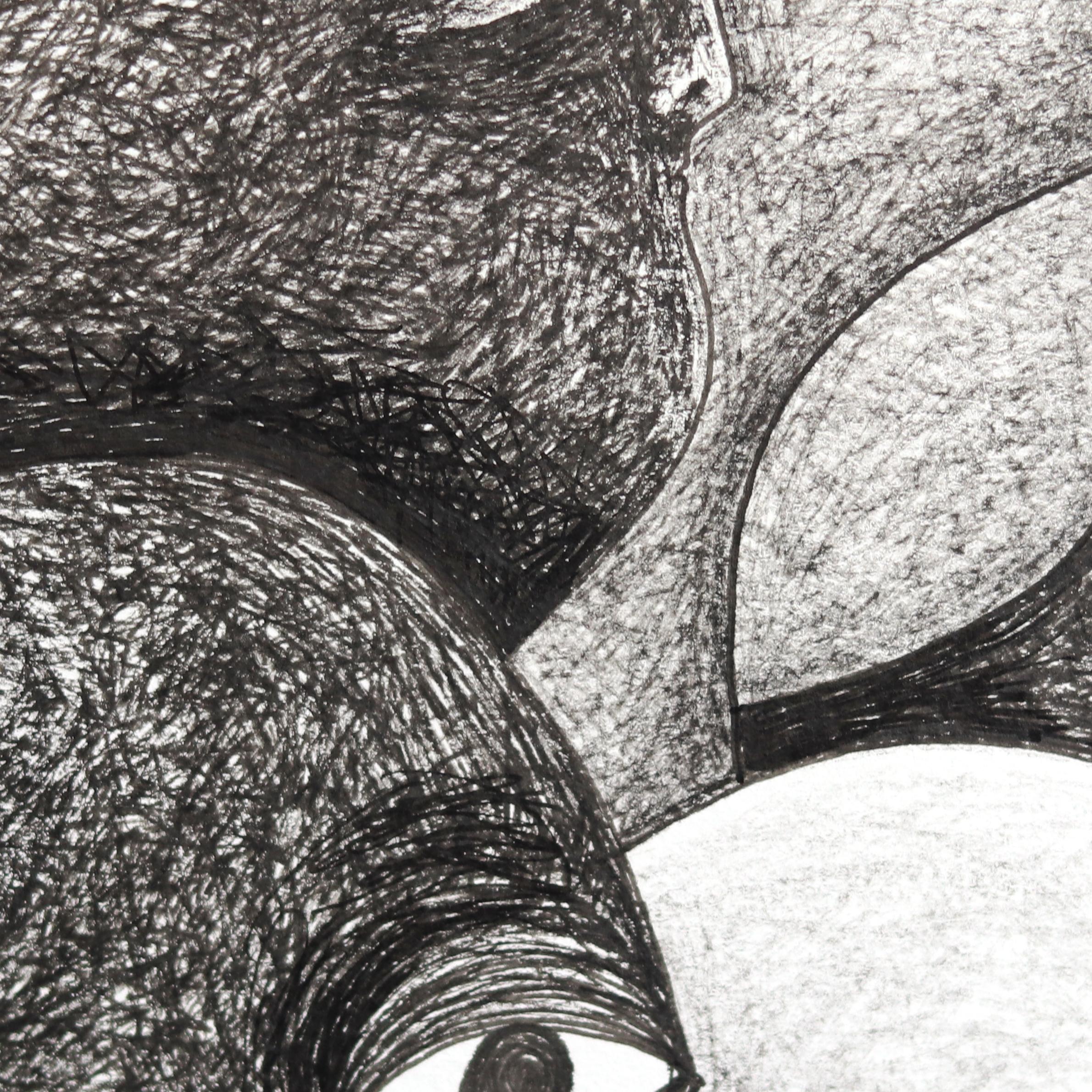 Disingtegration Pt. II - Abstract Black and White Figurative Illustrative Art - Gray Figurative Art by Melissa Chalhoub