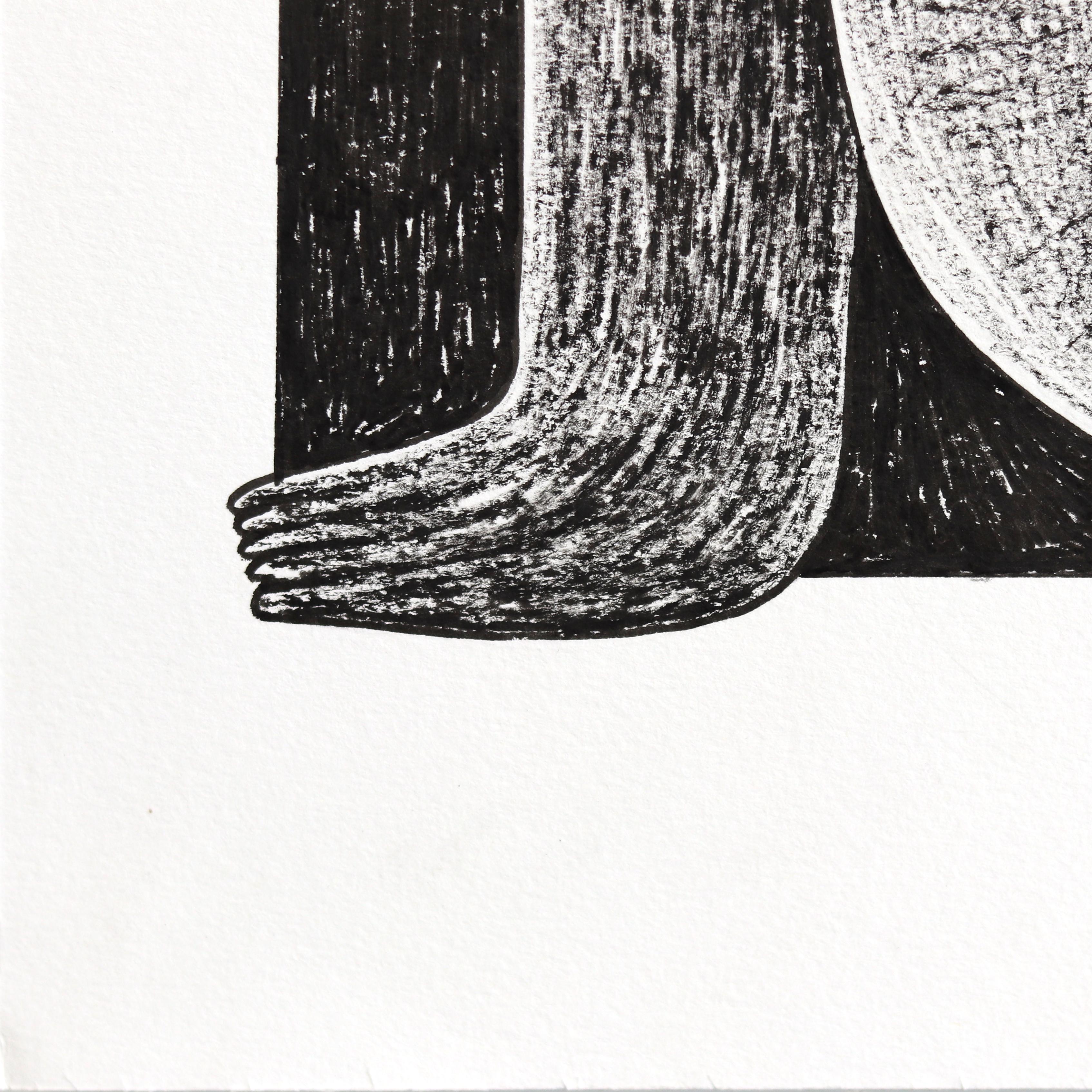 Monkey King - Original Abstrakt Schwarz-Weiß Figurativ Illustrativ Kunst im Angebot 1