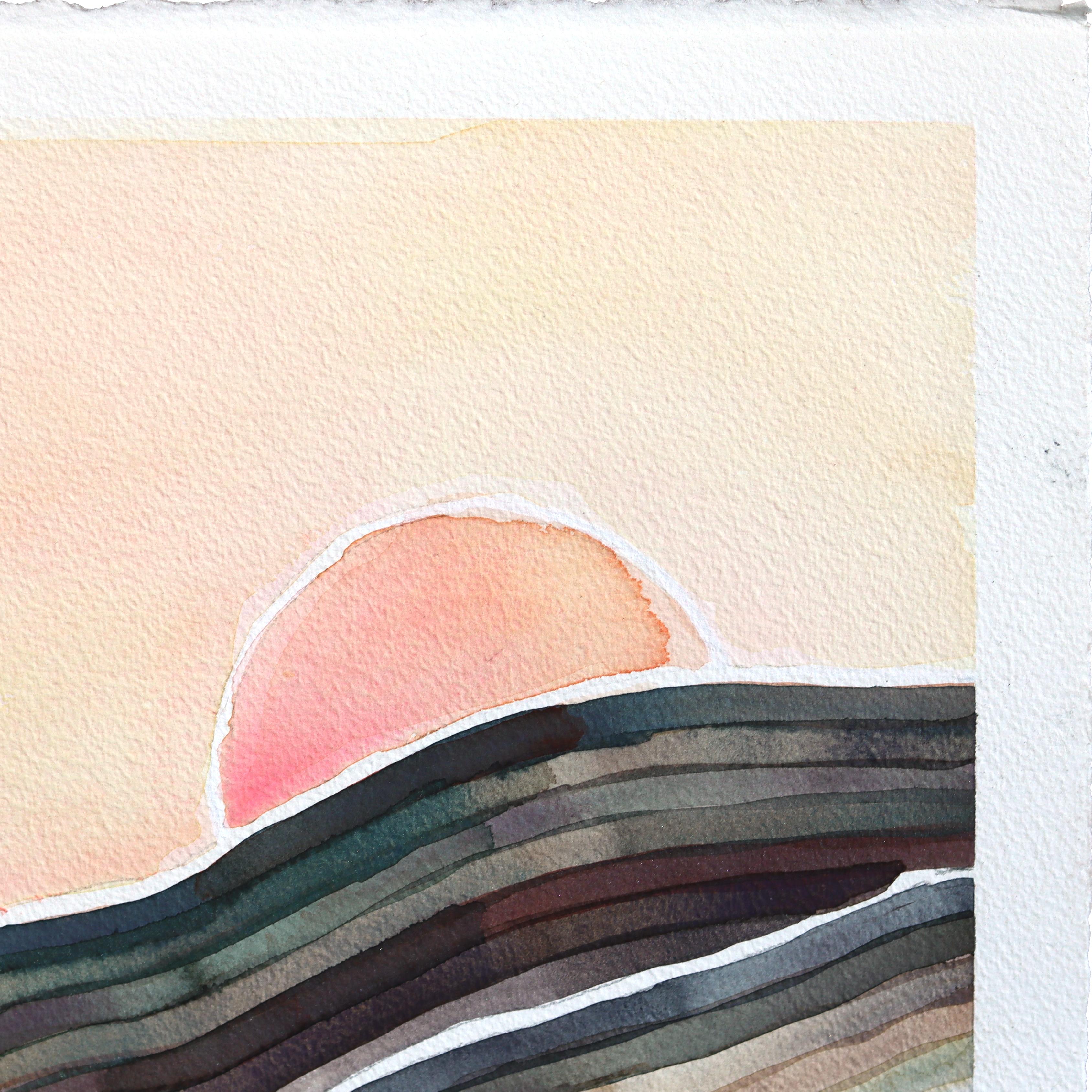 Oh Yosemite - Original Abstrakt Gedämpfte Kalifornische Landschaft Aquarellmalerei (Grau), Abstract Drawing, von Heidi Lowell