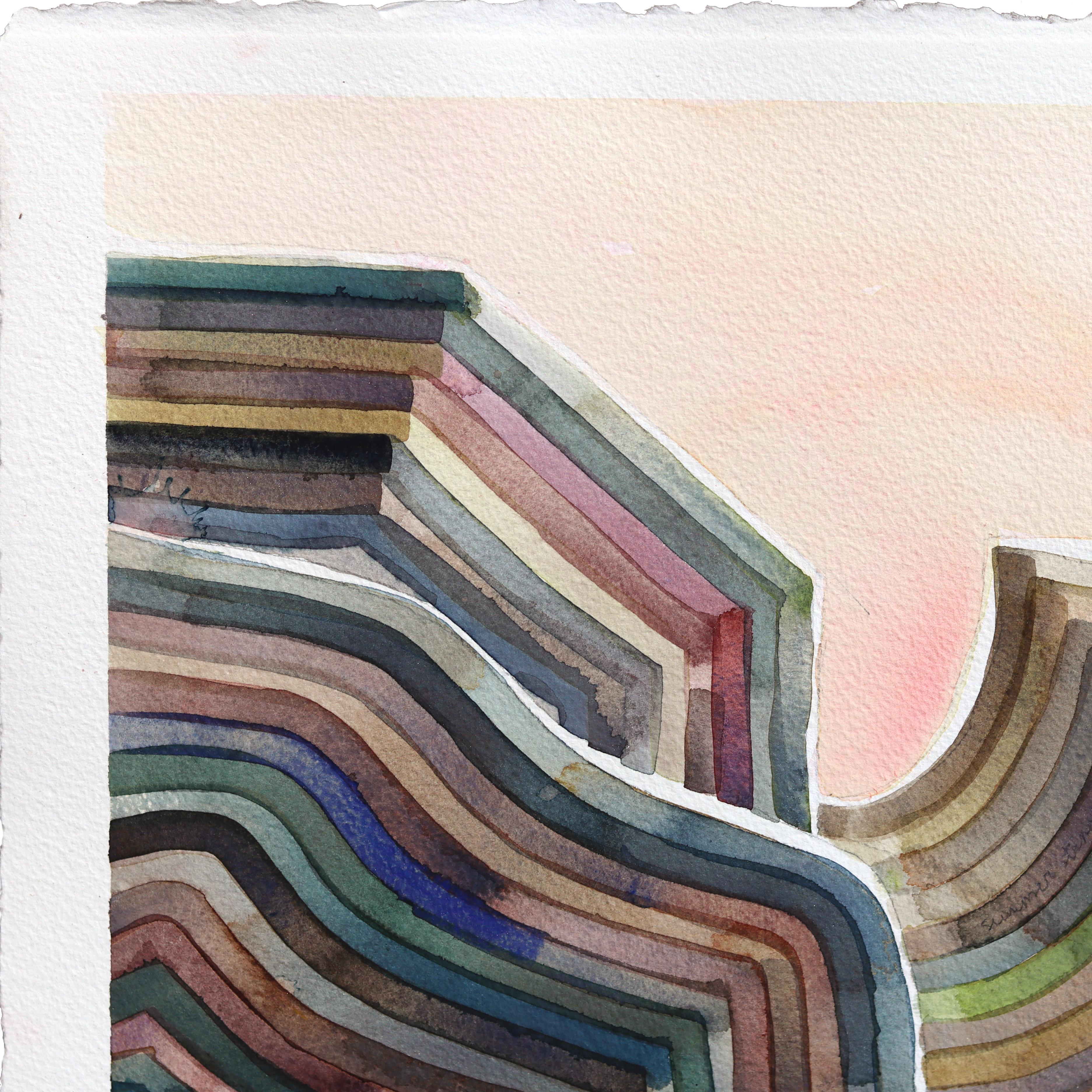 Oh Yosemite - Original Abstrakt Gedämpfte Kalifornische Landschaft Aquarellmalerei – Art von Heidi Lowell