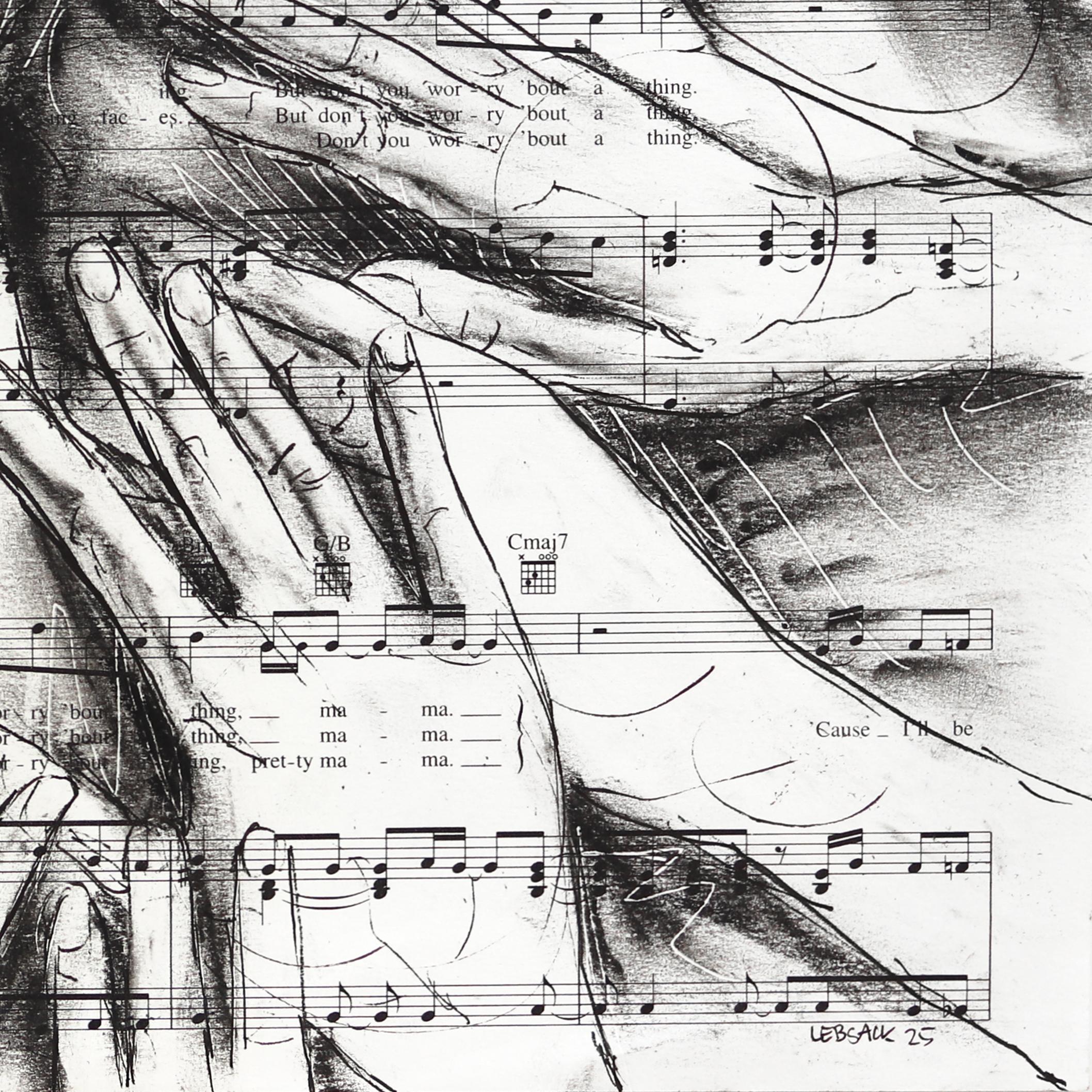 Finding Your Voice - Abstract Figurative Black & White Mixed Media Dreamlike Art For Sale 4