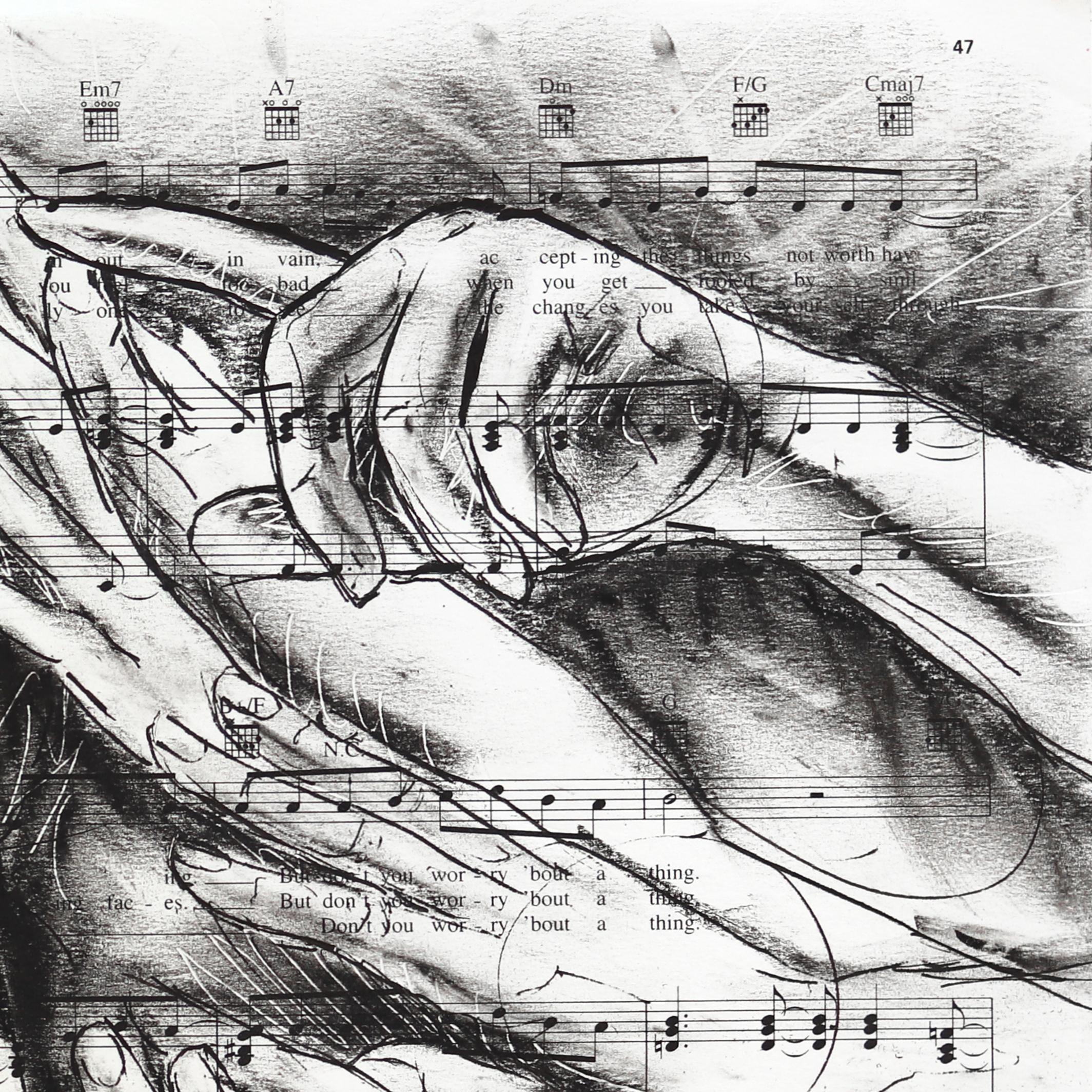 Finding Your Voice - Abstract Figurative Black & White Mixed Media Dreamlike Art For Sale 1