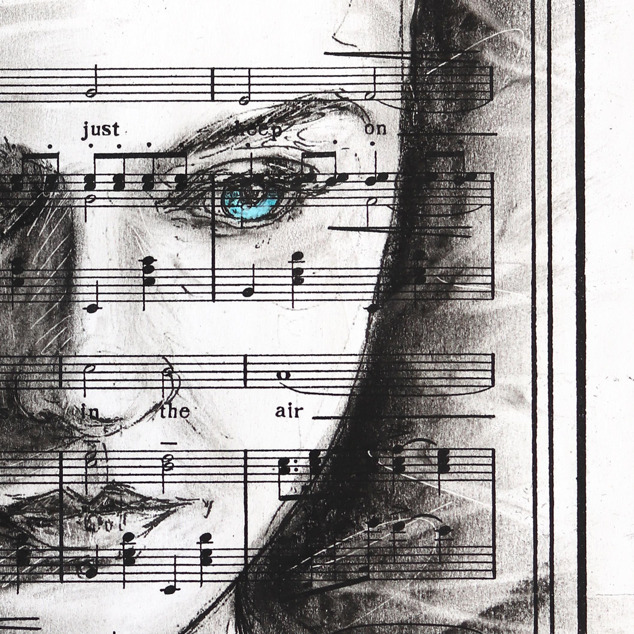 What's Meant To Be - Abstract Figurative Black & White Mixed Media Portrait Art - Gray Figurative Art by Robert Lebsack