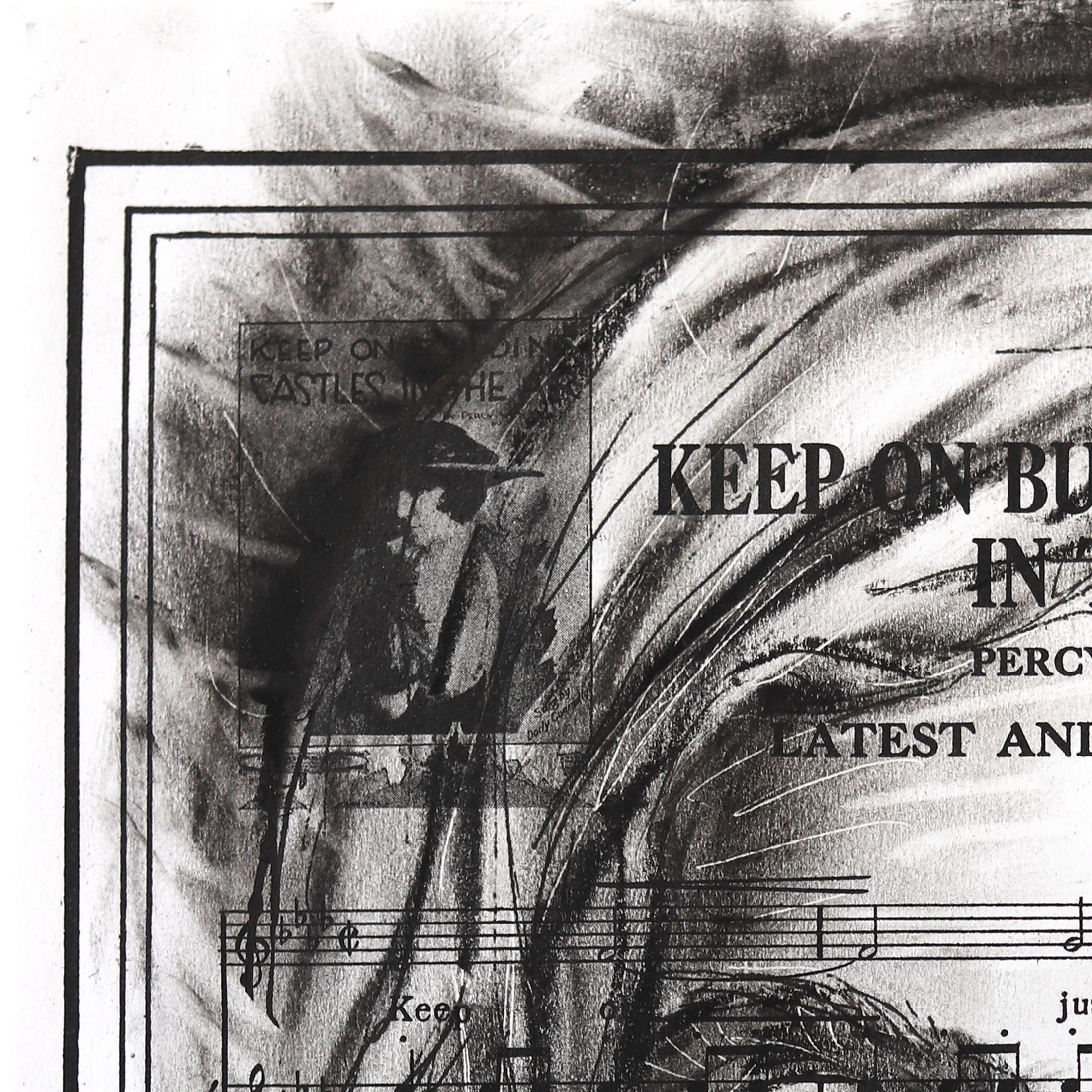 Robert Lebsack creates artworks using mixed media with ink, acrylic, and charcoal on archival copies of newspapers, textbooks, and sheet music. As a visionary artist, Lebsack weaves thought-provoking narratives, delving into the social and cultural