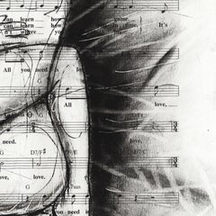 Falling To Pieces - Abstract Figurative Black & White Mixed Media Romantic Art