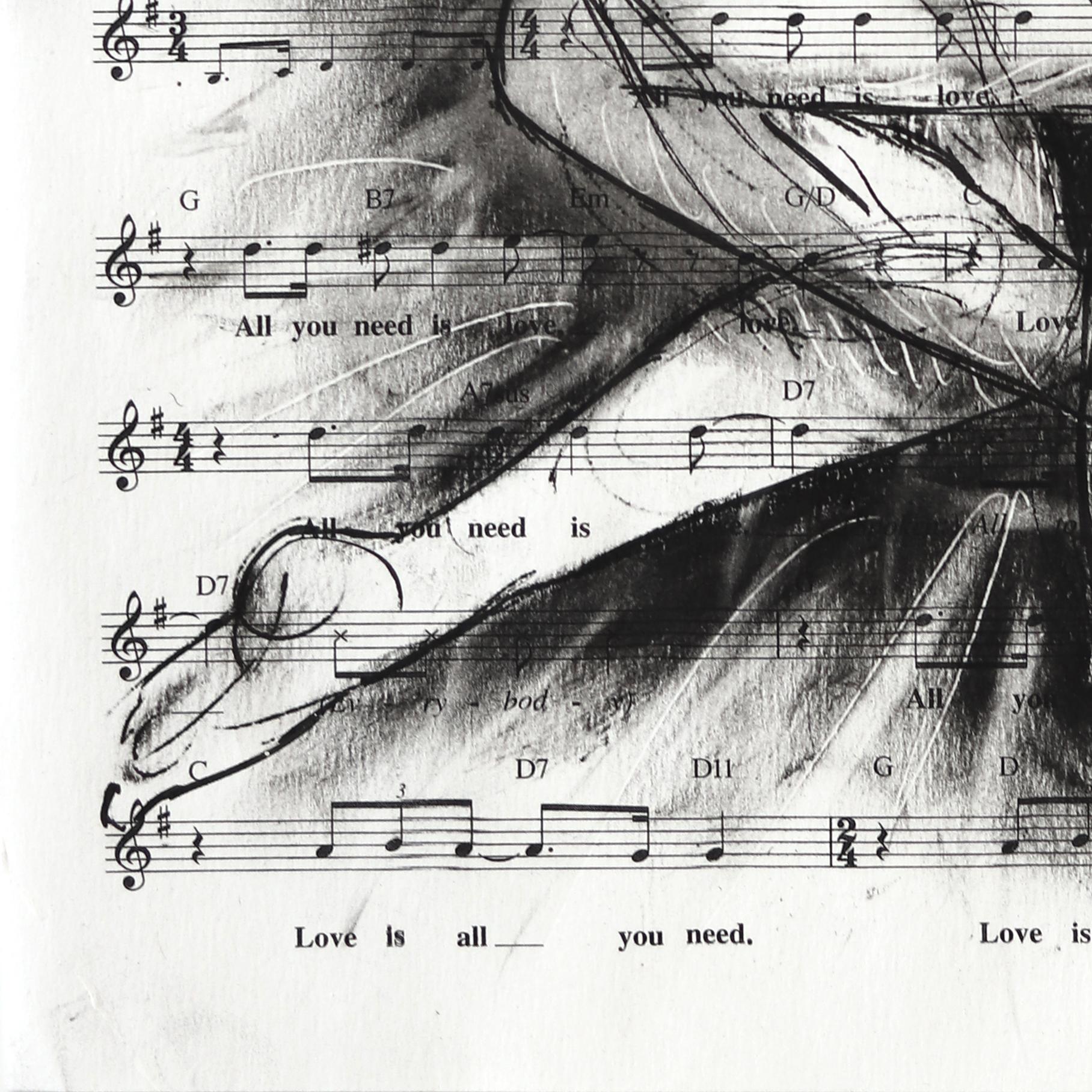 Falling To Pieces - Abstract Figurative Black & White Mixed Media Romantic Art For Sale 2