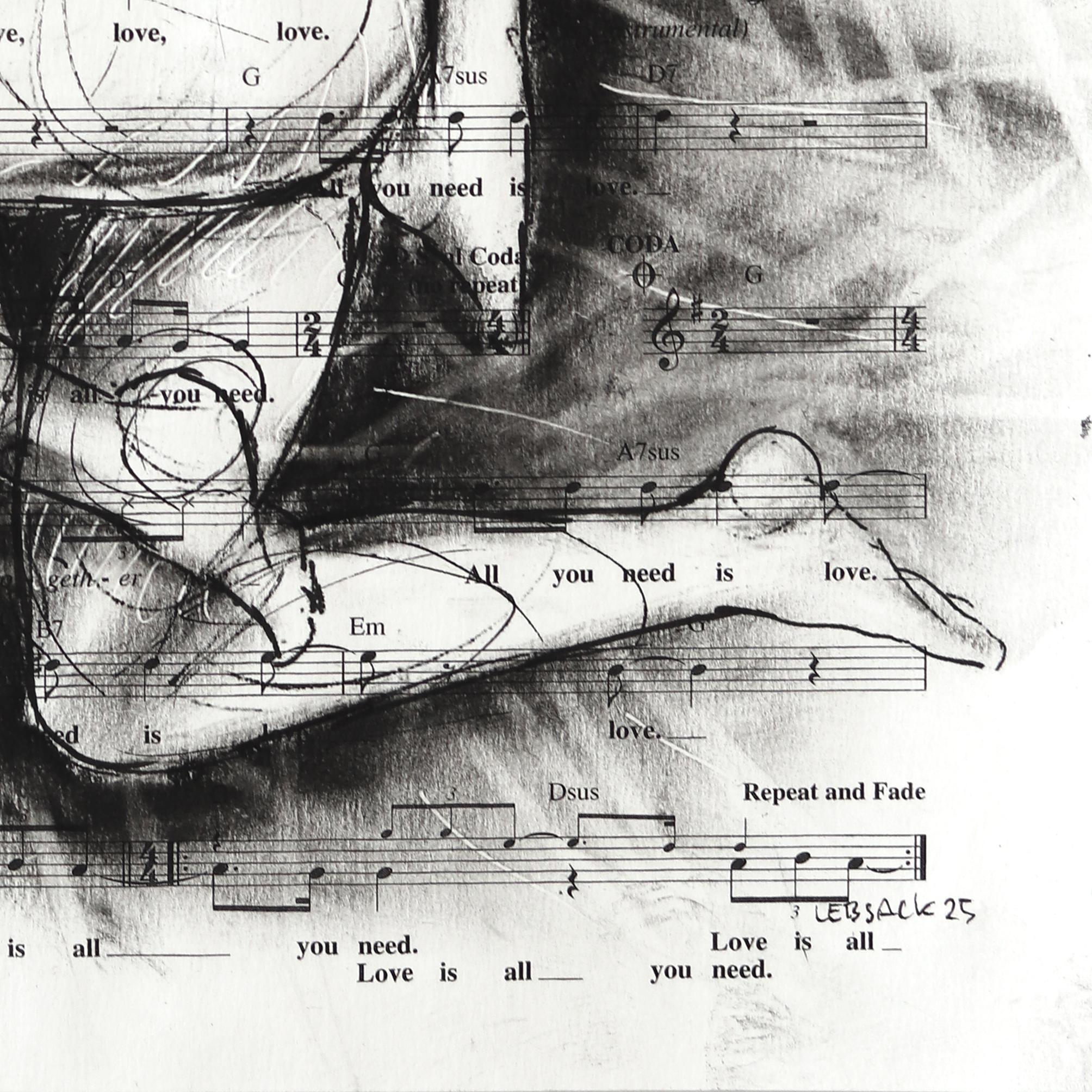 Falling To Pieces - Abstract Figurative Black & White Mixed Media Romantic Art For Sale 4