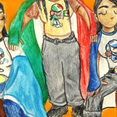 Piel Canela Pt. 2 - Colorida Obra de Papel Contemporánea Ilustrativa Figurativa