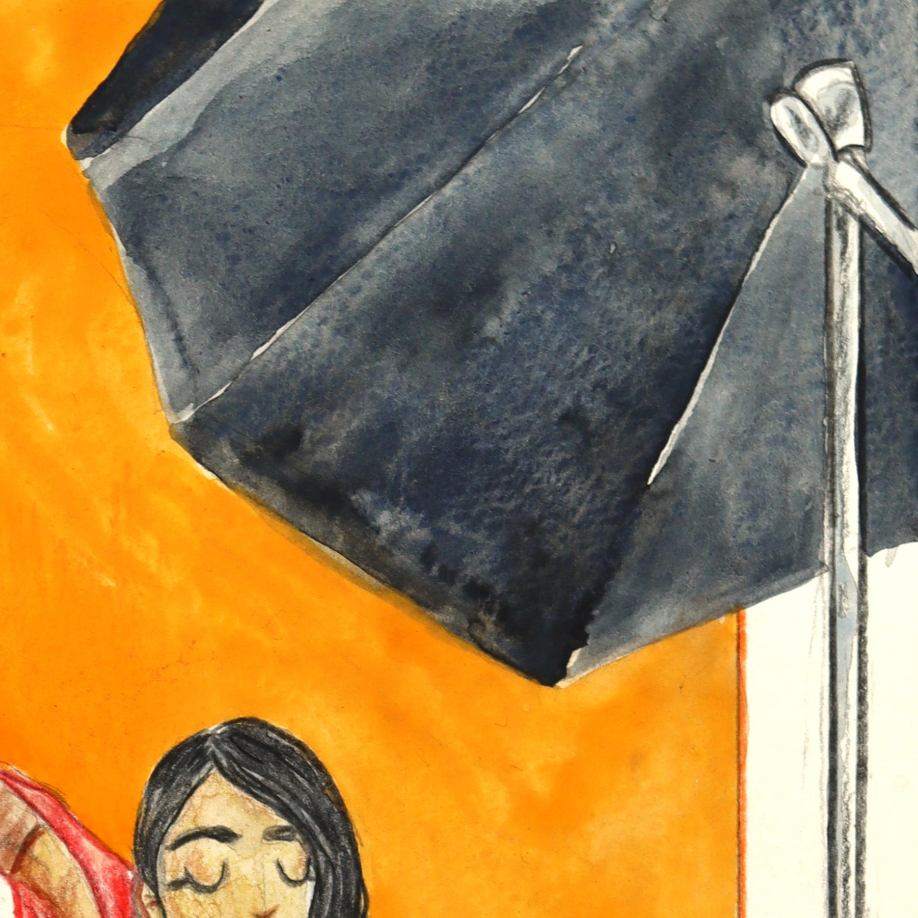 Piel Canela Pt. 2 - Buntes zeitgenössisches illustratives figuratives Papierkunstwerk im Angebot 1