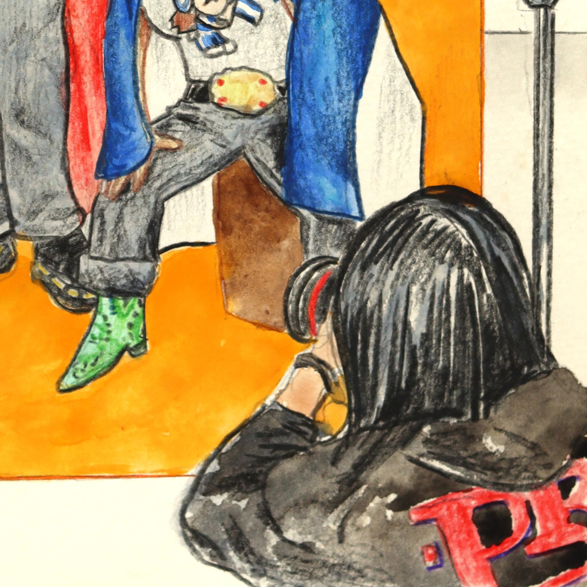 Piel Canela Pt. 2 - Buntes zeitgenössisches illustratives figuratives Papierkunstwerk im Angebot 2