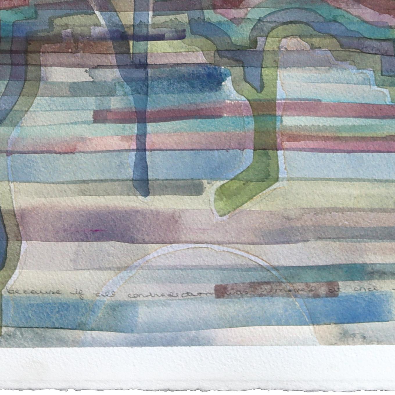 Mono Lake - Pittura astratta originale su carta di Nature, paesaggio dai colori tenui - Art di Heidi Lowell