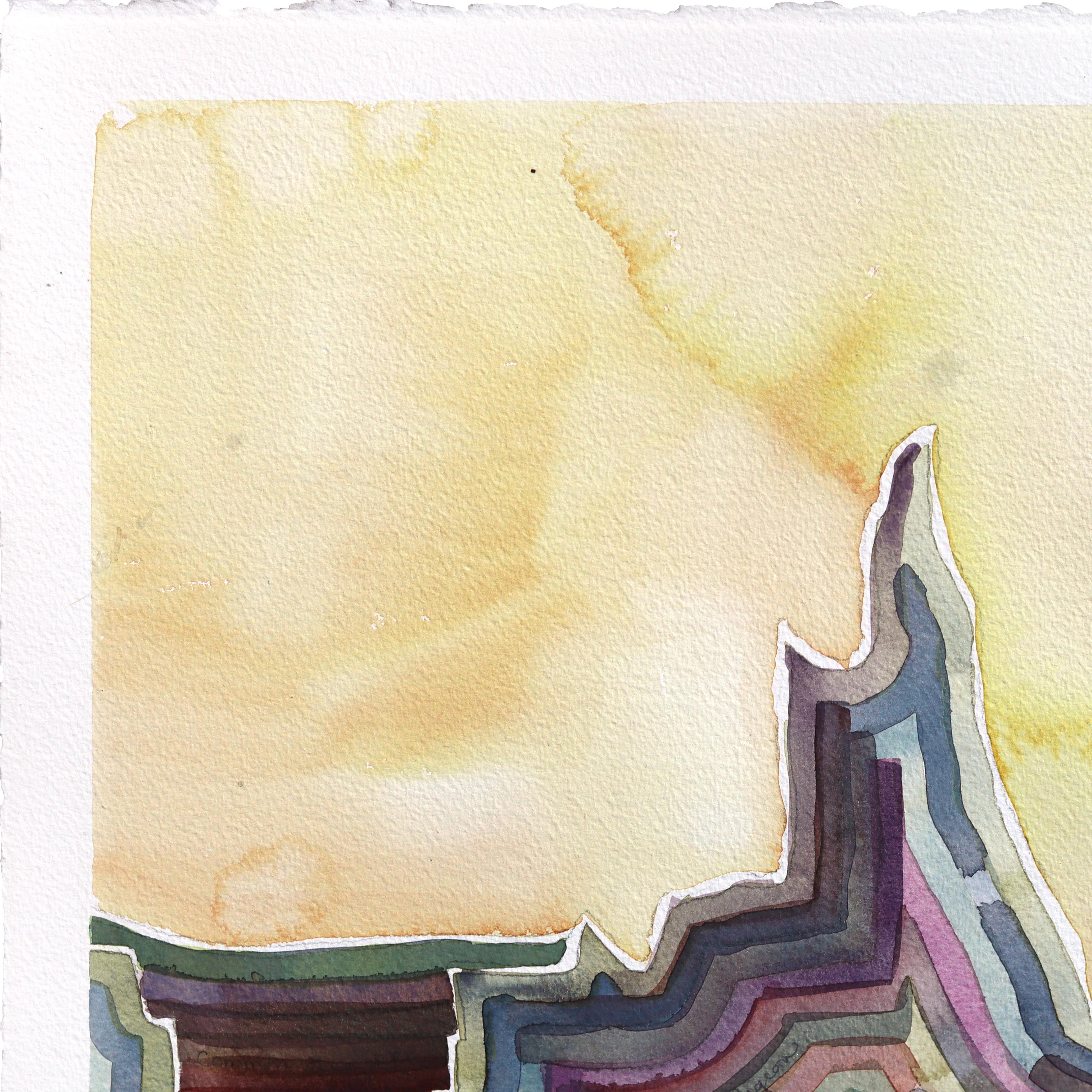 Mono Lake - Pittura astratta originale su carta di Nature, paesaggio dai colori tenui - Art Astratto di Heidi Lowell