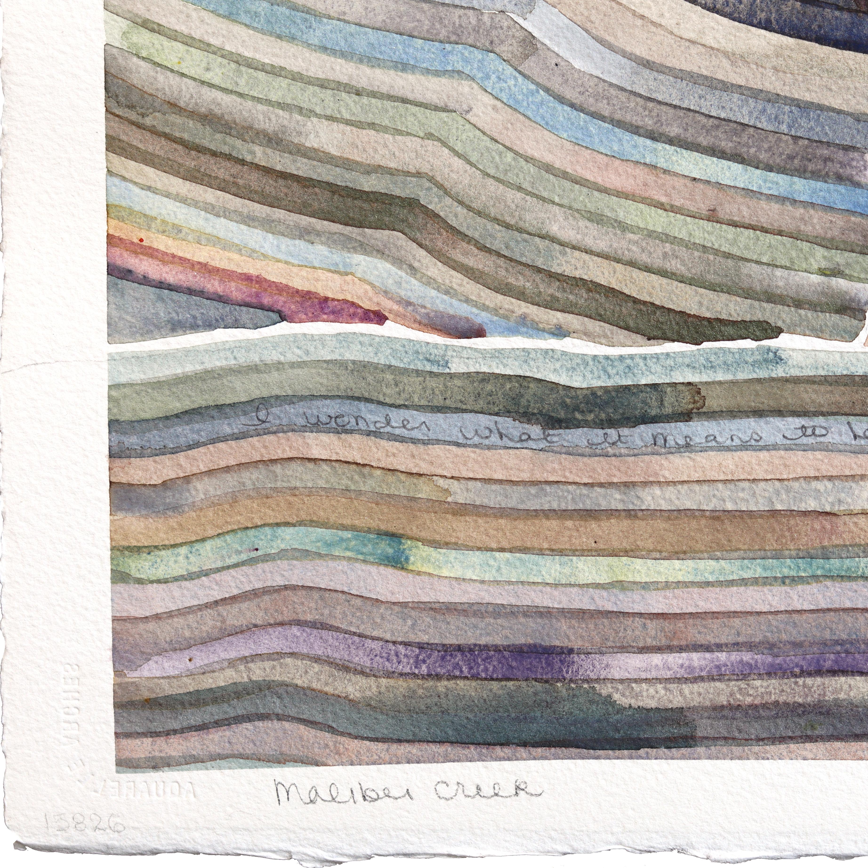 Mono Lake - Pittura astratta originale su carta di Nature, paesaggio dai colori tenui in vendita 2