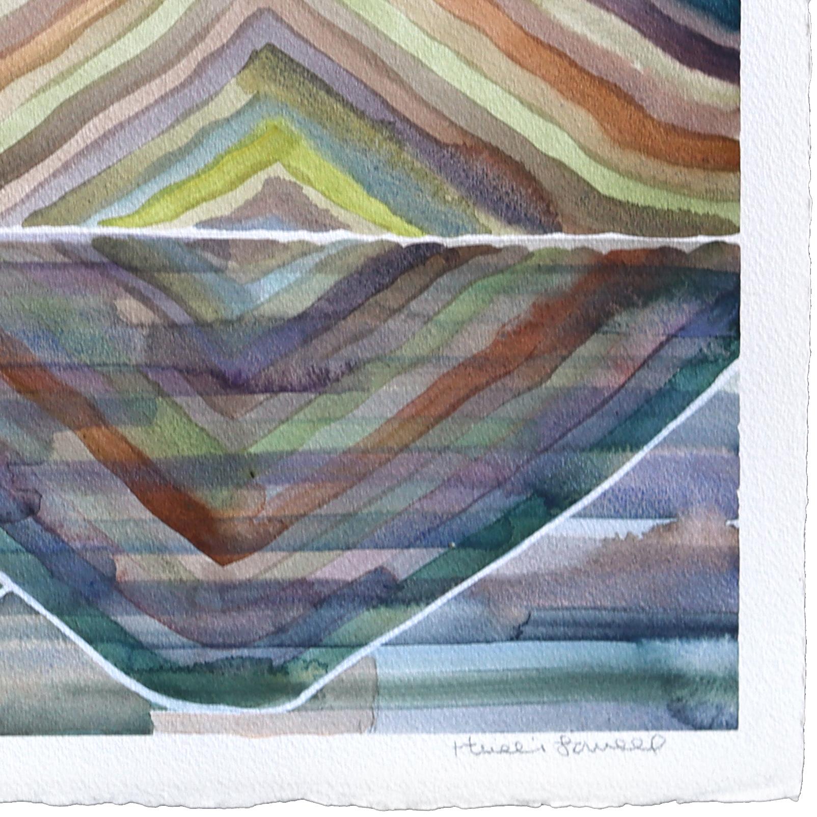 Les feuilles d'automne - Peinture originale de paysage abstrait aux couleurs sourdes - Art de Heidi Lowell