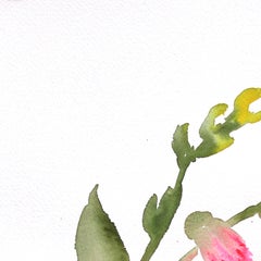 Rosa und orangefarbene Löwenmäulchen - Abstrakte farbenfrohe botanische Aquarellmalerei