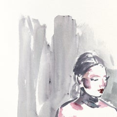 Figure IV - Figurative Elegant Feminine Watercolor Portrait Painting on Paper