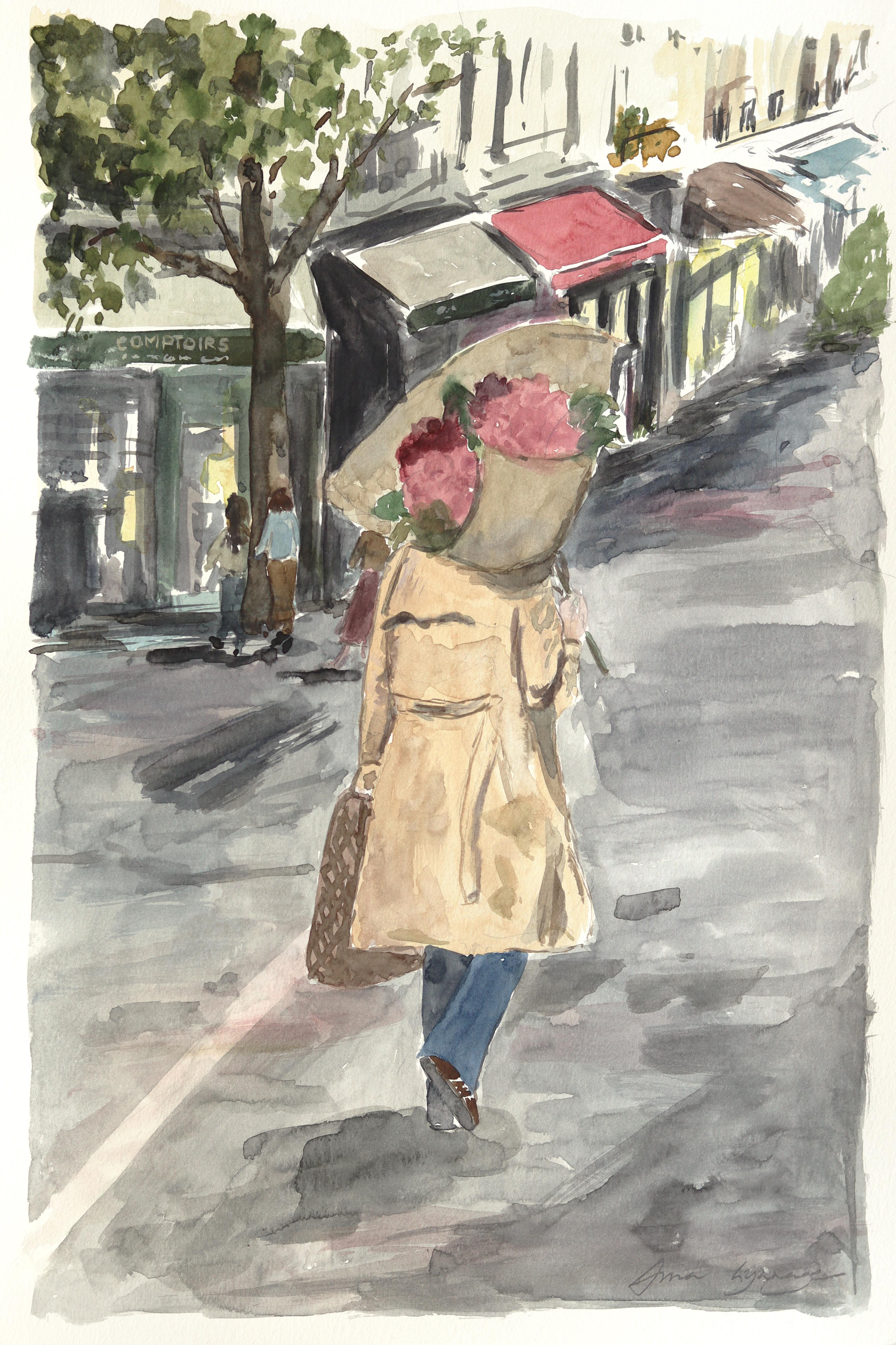 6pm on a Thursday - Figurative Abstract Watercolor Still Life Painting on Paper