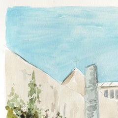 Evening Stroll - Figurative Abstract Watercolor Still Life Painting on Paper