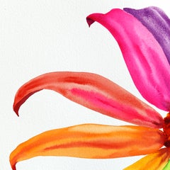 Rainbowland Coneflower - Original Abstract Color Drenched Floral Watercolor Art