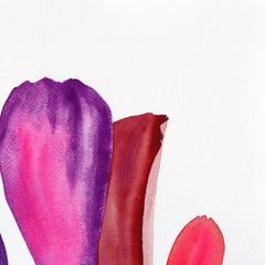 Rainbowland Zinnia - Original Abstract Color Drenched Floral Watercolor Artwork