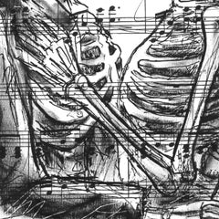 Dernière faible braise - Figurative abstraite en noir et blanc Mixed Media Romantic Art