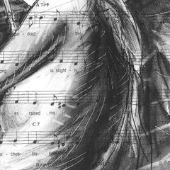 An Off Key Harmony - Abstract Figurative Black & White Mixed Media Surreal Art