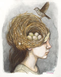 A Lust For Dreaming - Abstract Figurative Surrealist Watercolor Portrait Art