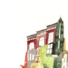 Central Park View - Architectural Color Drenched Watercolor Painting on Paper
