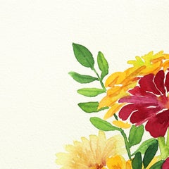 Zinnienstrauß im Glas III - Farbgetränktes Blumenaquarell-Stillleben