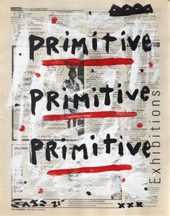 Speak Primitive - Original Avant-garde Text Artwork on Newspaper by Gary John