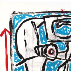 Robot Rodeo Ghost - Original Abstract Blue Tone Figurative Artwork by Gary John