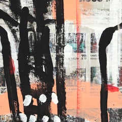 Spinhead - Abstract Figurative Acrylic Painting on Newspaper by Gary John