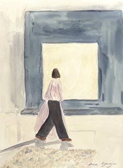 At The Gallery - Original Figurative Watercolor Still Life Painting on Paper