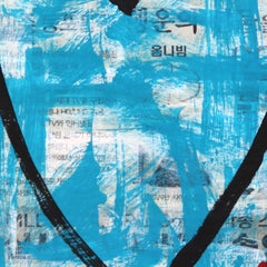 Blue Heartbeat - Abstract Cool Tone Urban Inspired Art on Newspaper - Gary John