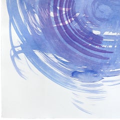 Blue Swirl 2 - Großformatige abstrakte fließende minimalistische Tuschemalerei auf Papier