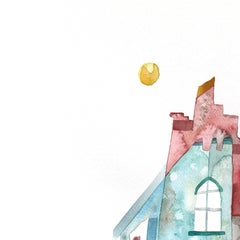 Old Town - Architectural Texas Home Inspired Still Life Watercolor Painting