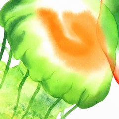 Rainbowland Jellyfish Kiss - Original Abstract Colorful Animal Watercolor Art