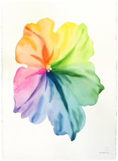 Rainbowland Petunia - Original Abstract Colorful Floral Watercolor Painting