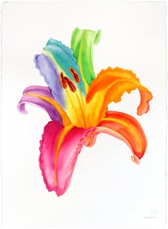 Rainbowland Daylily - Original Abstract Colorful Floral Watercolor Painting