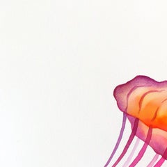 Rainbowland Jellyfish II - Peinture à l'aquarelle abstraite représentant une créature marine colorée
