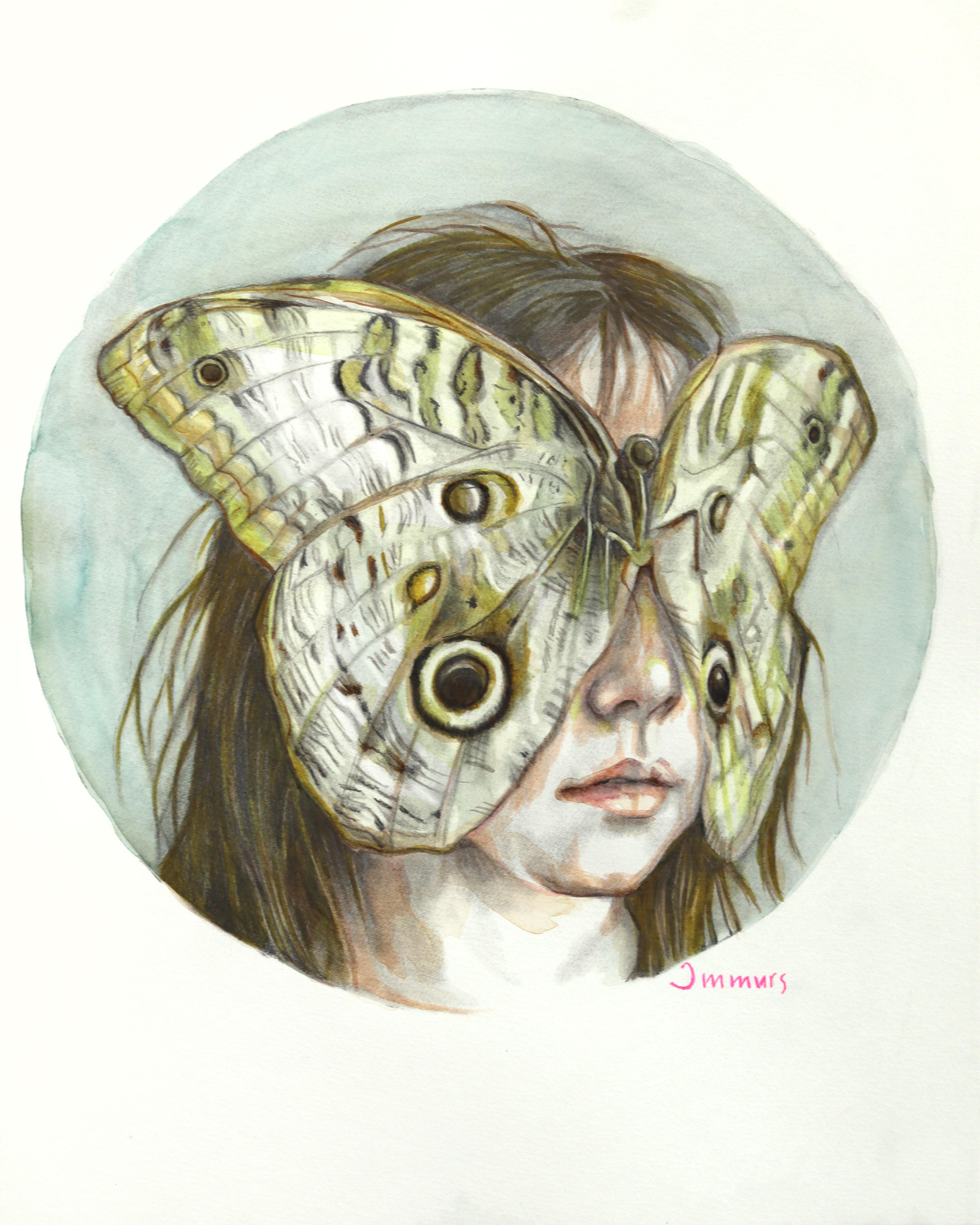 Ein Moment, in dem das Staunen die Oberhand gewinnt – figuratives surrealistisches Aquarell