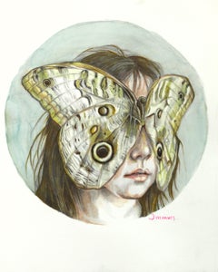 Ein Moment, in dem das Staunen die Oberhand gewinnt – figuratives surrealistisches Aquarell