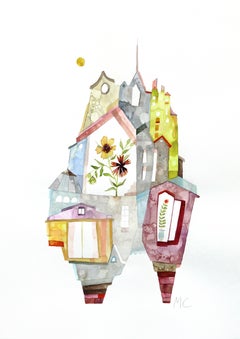 Texas Wildflowers - Architectural Still Life Watercolor Painting on Paper