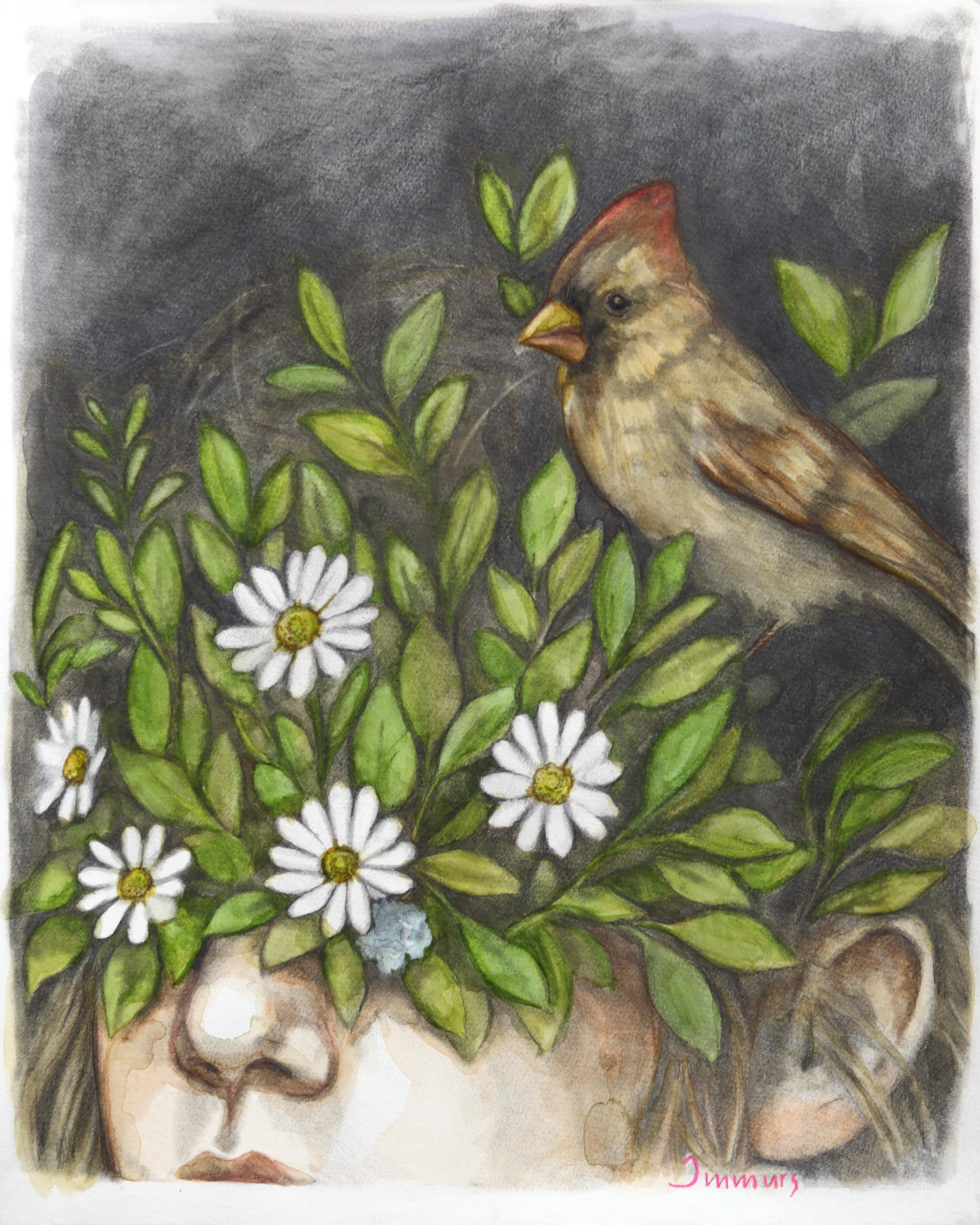 Trees Did Not Ask Me To Speak - Figurative Floral Surrealist Watercolor Painting