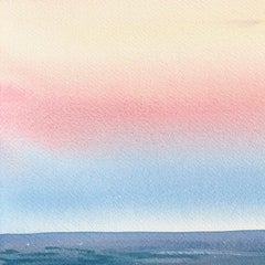 Sunset on the Beach - Original Colorful Landscape Watercolor Painting on Paper