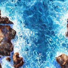 Ocean View - Original Abstract Beach Landscape Watercolor Painting on Paper