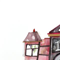 New York n° 10 - Aquarelle architecturale représentant une nature morte aux tons violets