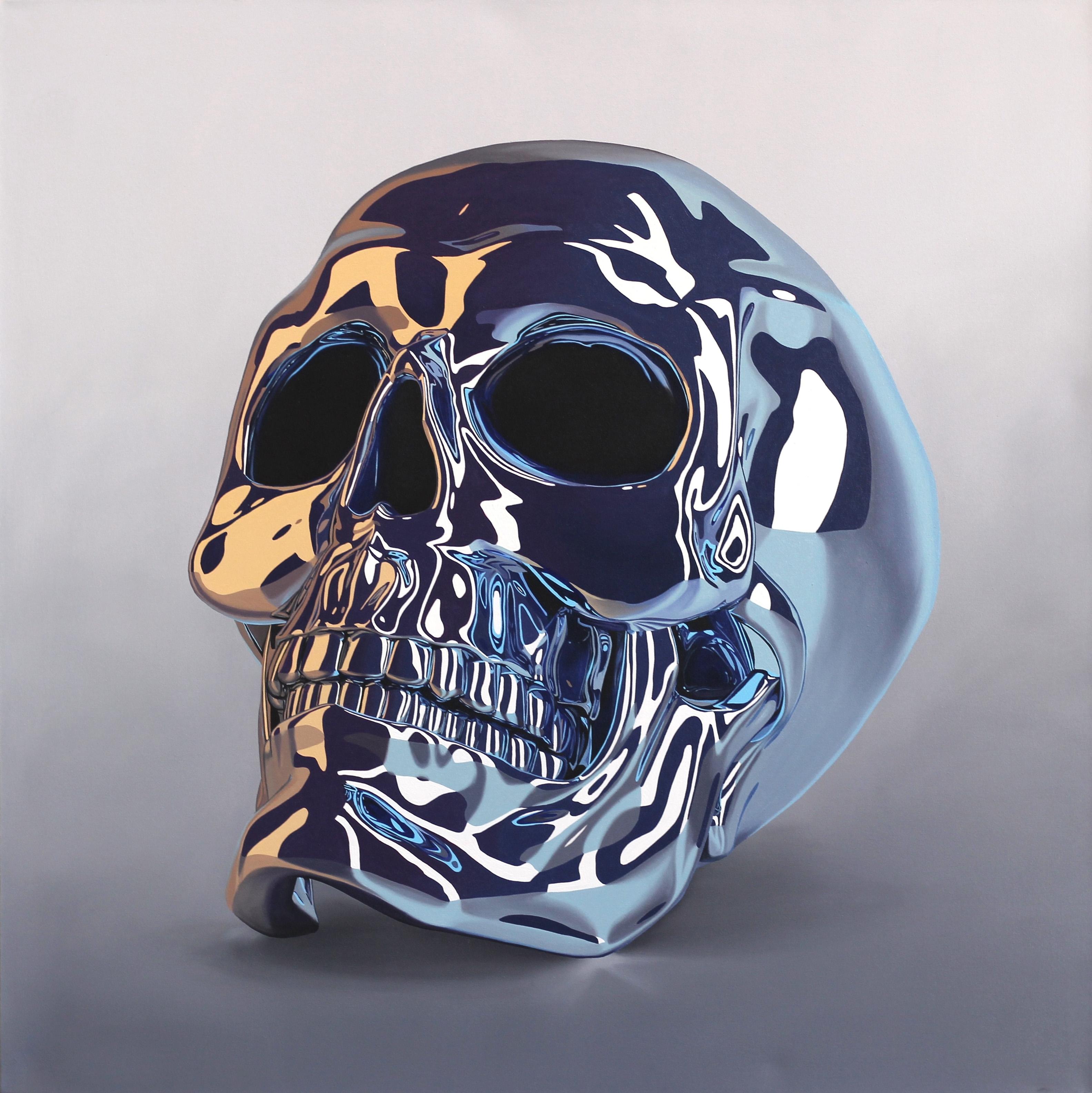 Jose Carlos Zubiaur Abstract Painting - Skull Blue
