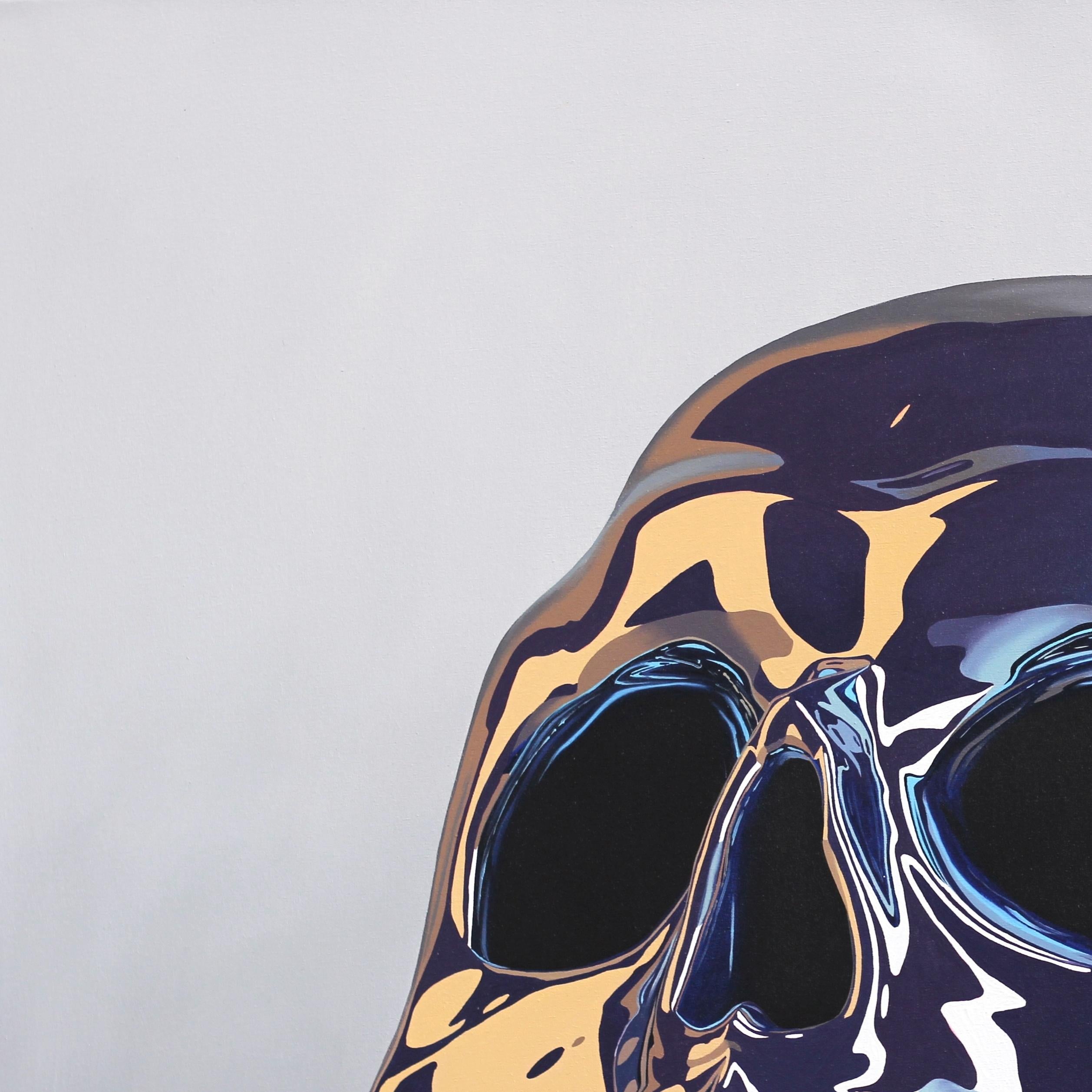 Skull Blue - Photorealist Painting by Jose Carlos Zubiaur